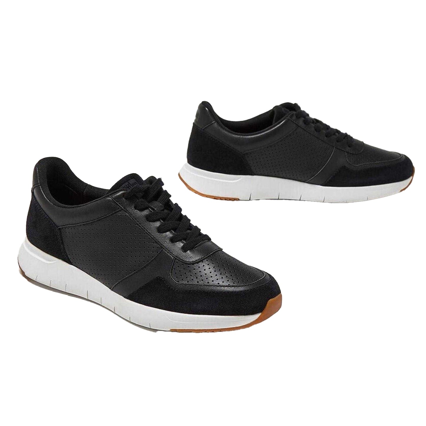 Black - Pack Shot - FitFlop Mens Leather Trainers