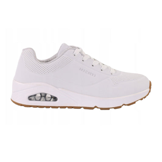 White - Front - Skechers Childrens-Kids Uno Stand On Air Platform Trainers