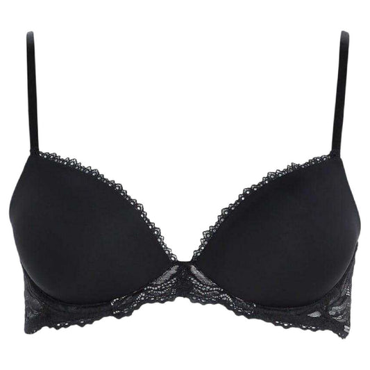 Black - Front - Calvin Klein Womens-Ladies Demi Lace Bra