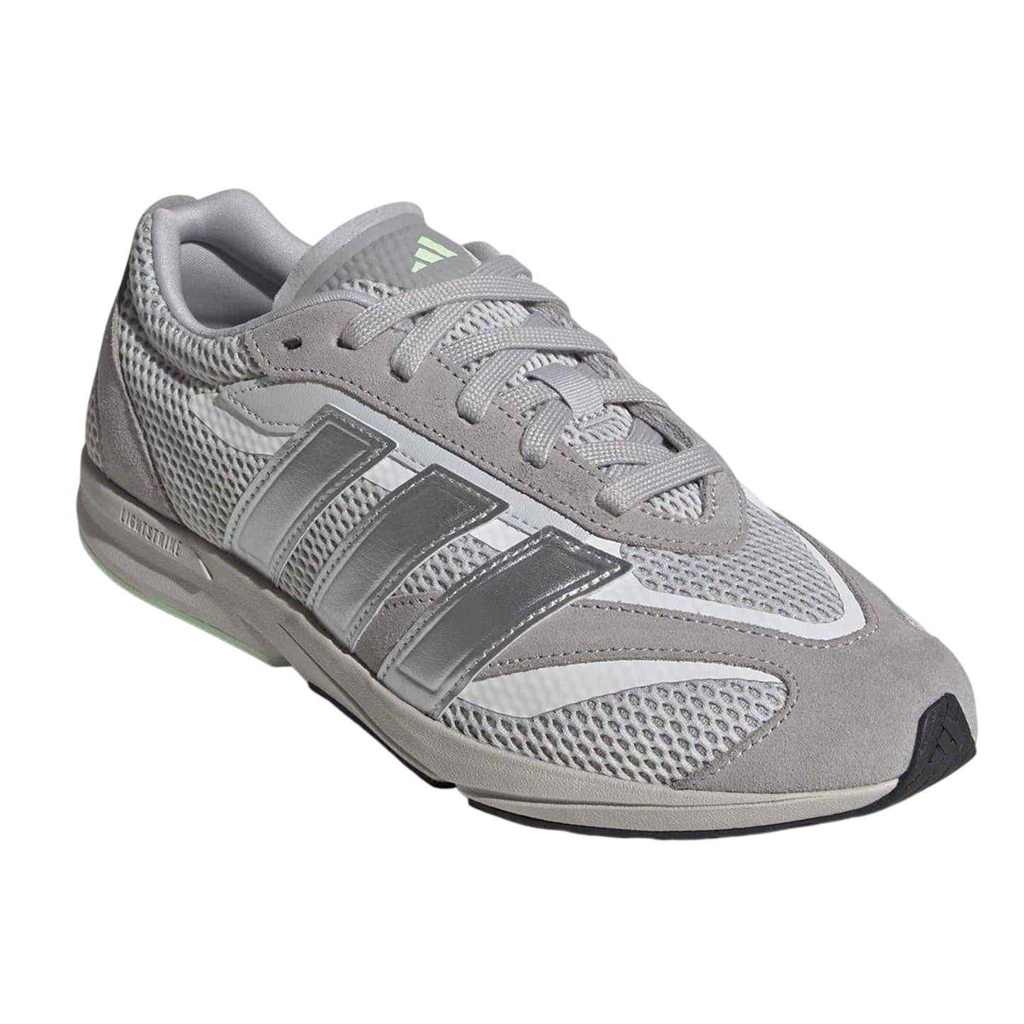 White-Silver - Pack Shot - Adidas Womens-Ladies Lightblaze 3 Stripes Suede Shoes