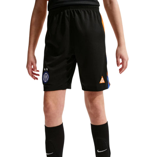 Black-Orange - Front - Nike Childrens-Kids 2025-2026 Inter Milan FC Football Shorts