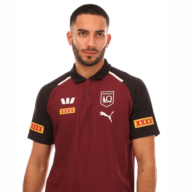 Burgundy - Side - Puma Mens 2024 Team Queensland Maroons Polo Shirt