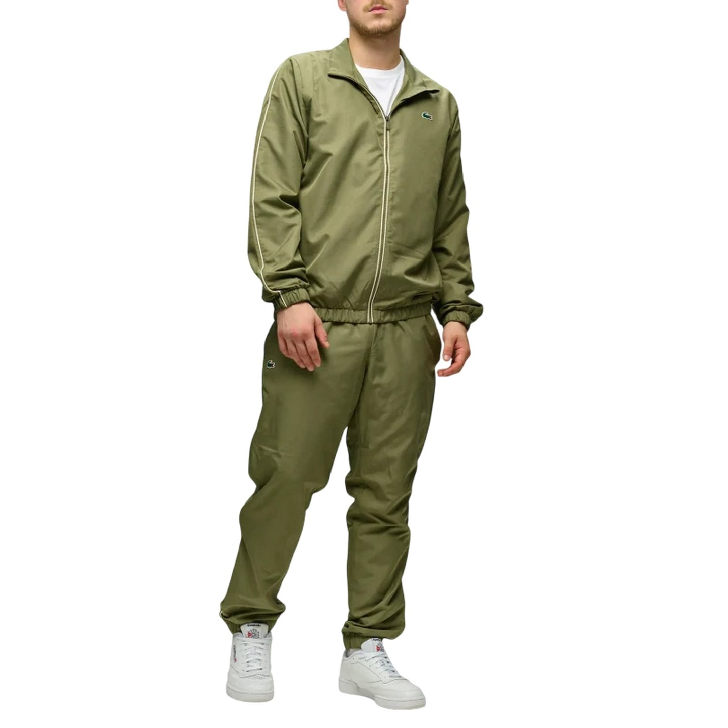 Khaki Green - Pack Shot - Lacoste Mens Logo Funnel Neck Tracksuit