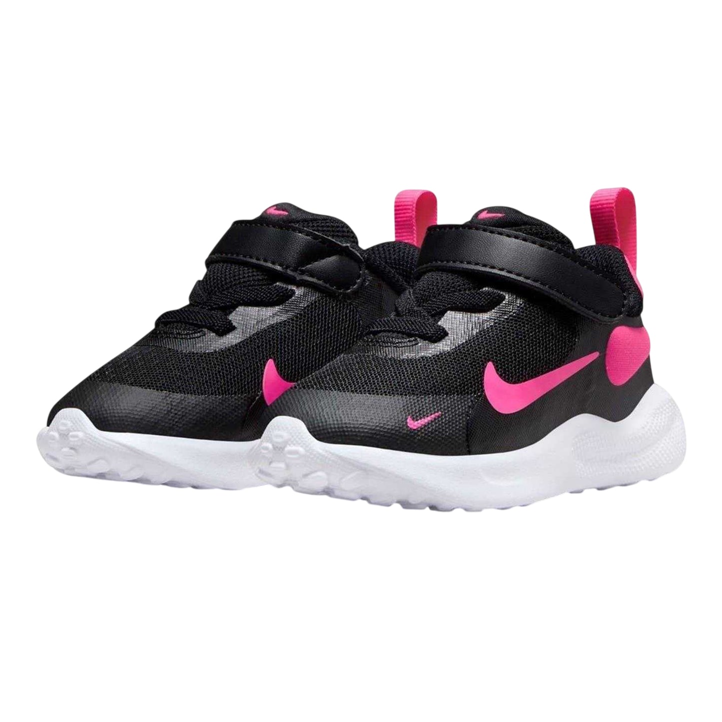 Black-Pink - Pack Shot - Nike Baby Revolution 7 Swoosh Mesh Trainers