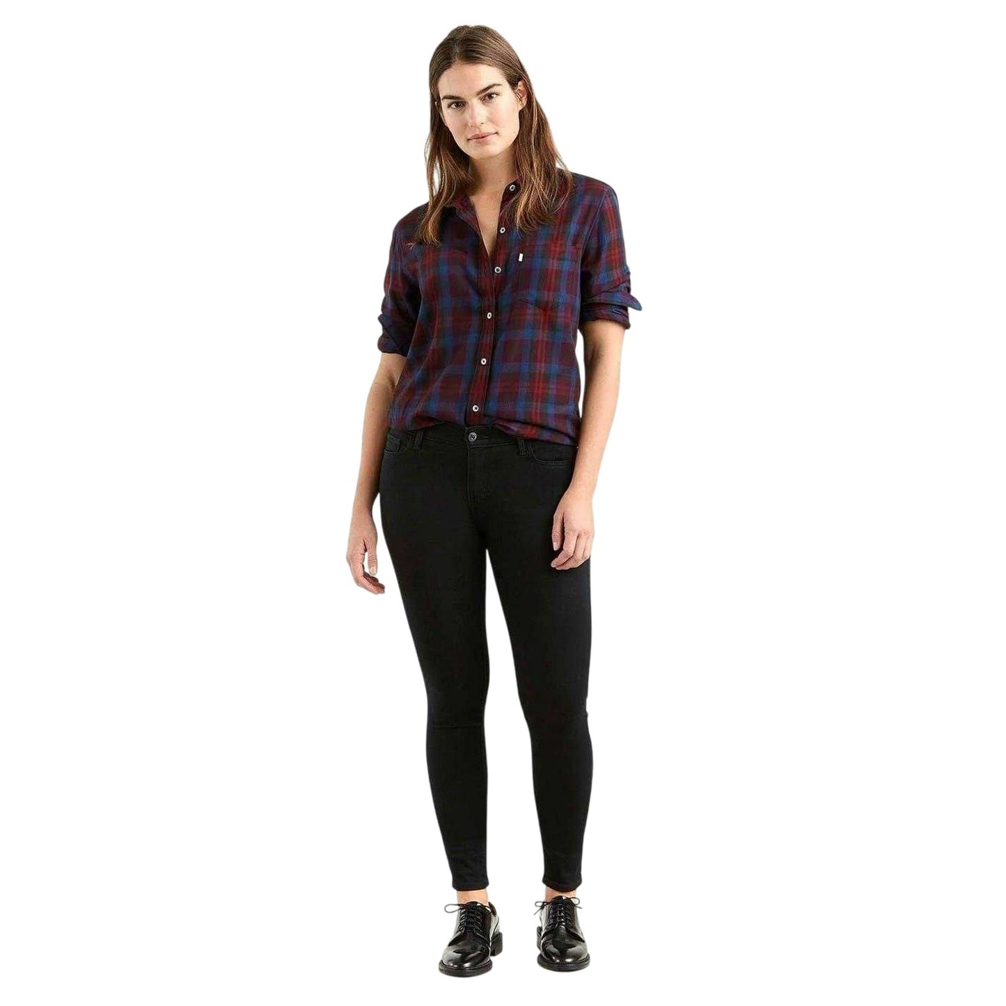 Black - Pack Shot - Levis Womens-Ladies 710 Super Skinny Jeggings