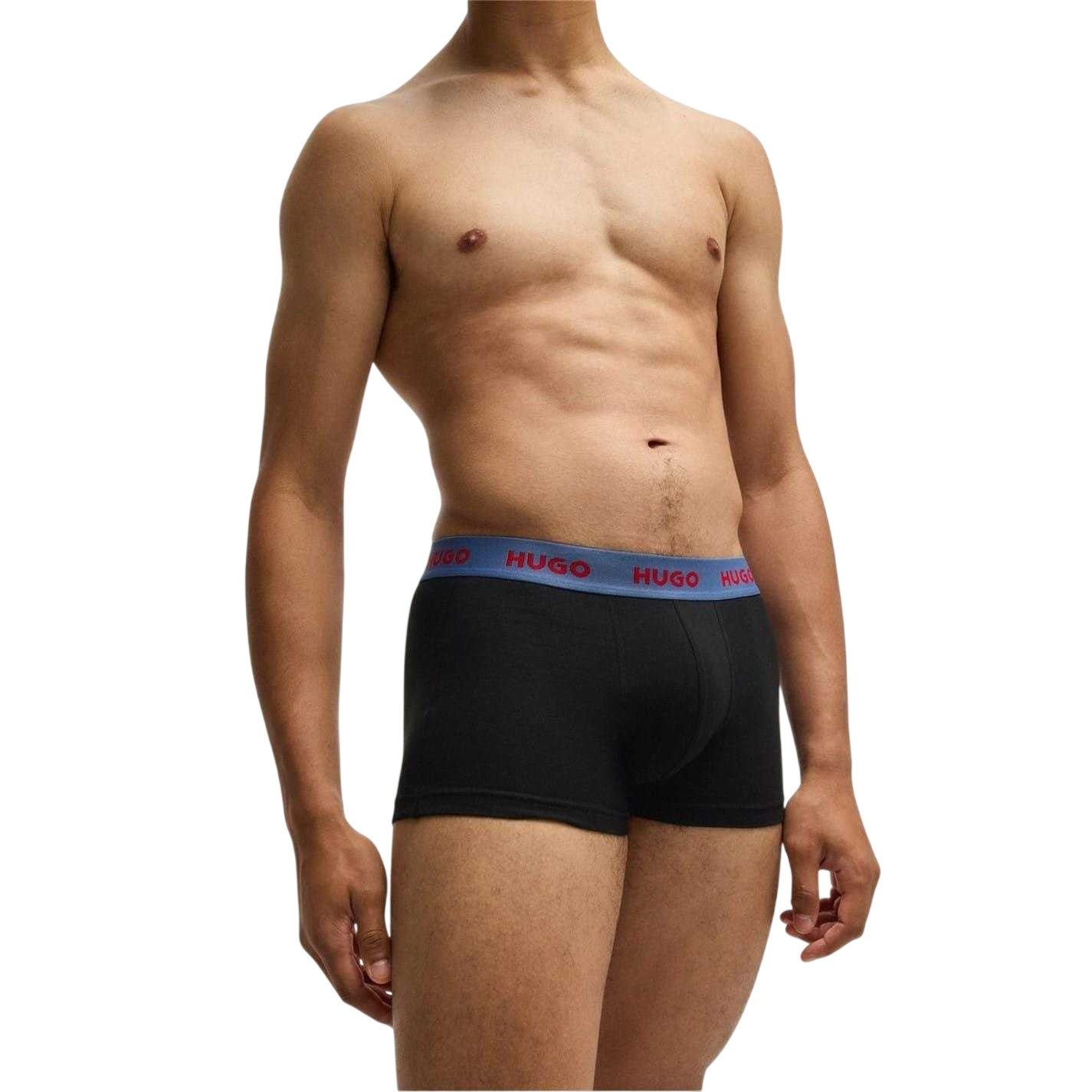 Black - Pack Shot - Hugo Mens Logo Boxer Briefs (Pack of 3)