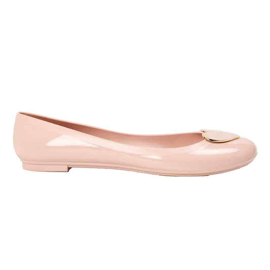 Blush-Gold - Front - Love Moschino Womens-Ladies Ballet Flats