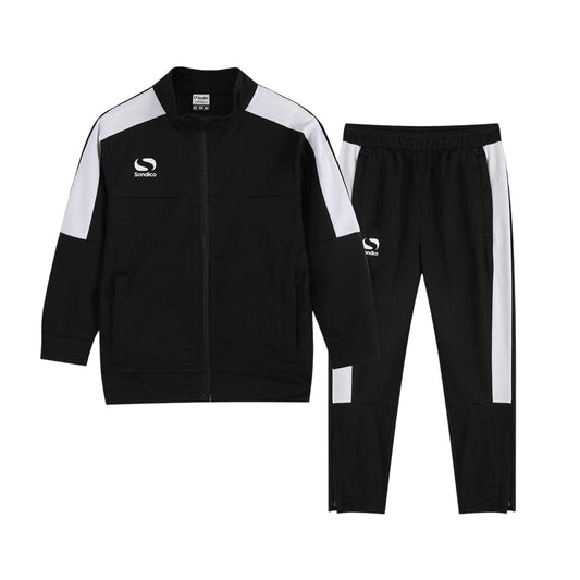 Black-White - Front - Sondico Boys Strike Logo Tracksuit Set