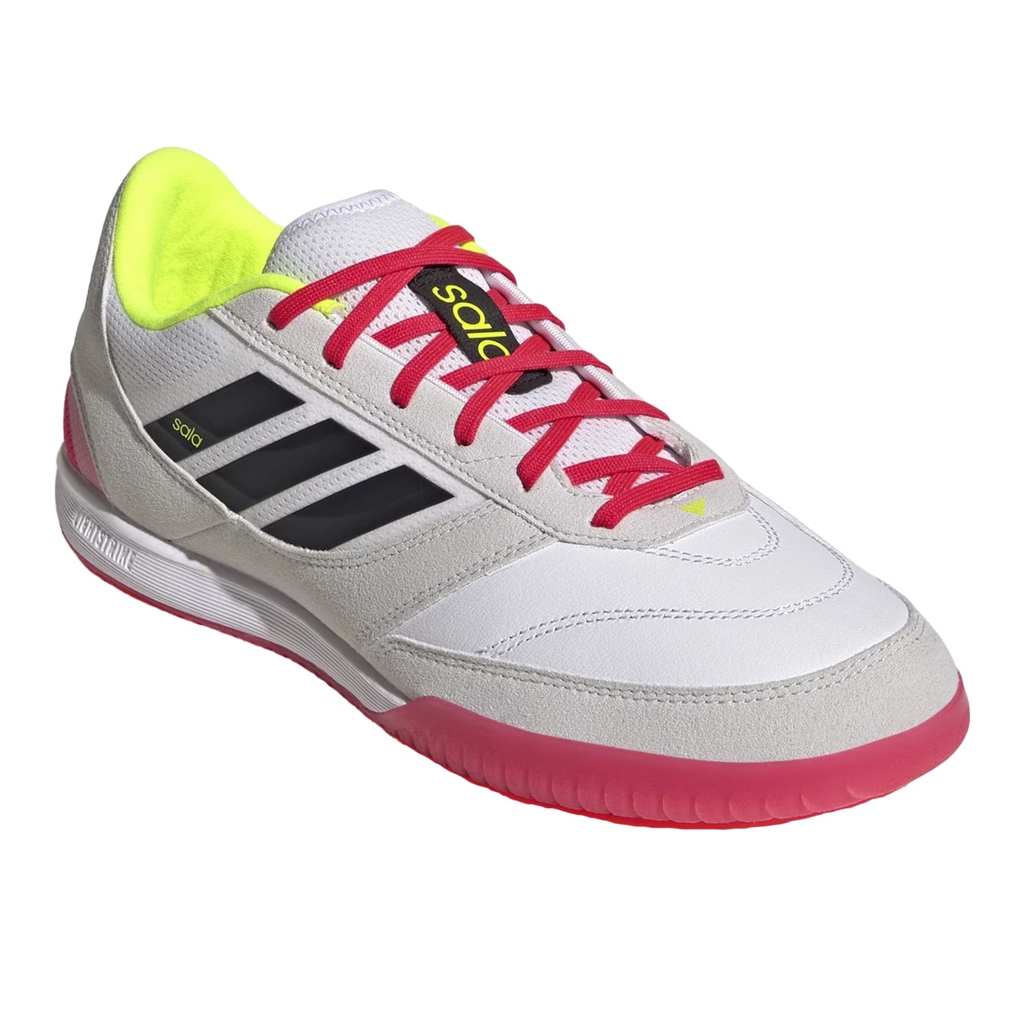 White-Red - Close up - Adidas Mens Sala Leather Futsal Football Boots