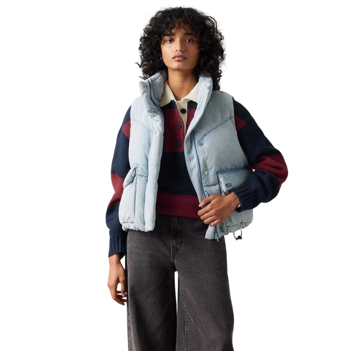 Light Blue - Lifestyle - Levis Womens-Ladies Bubble Western Gilet