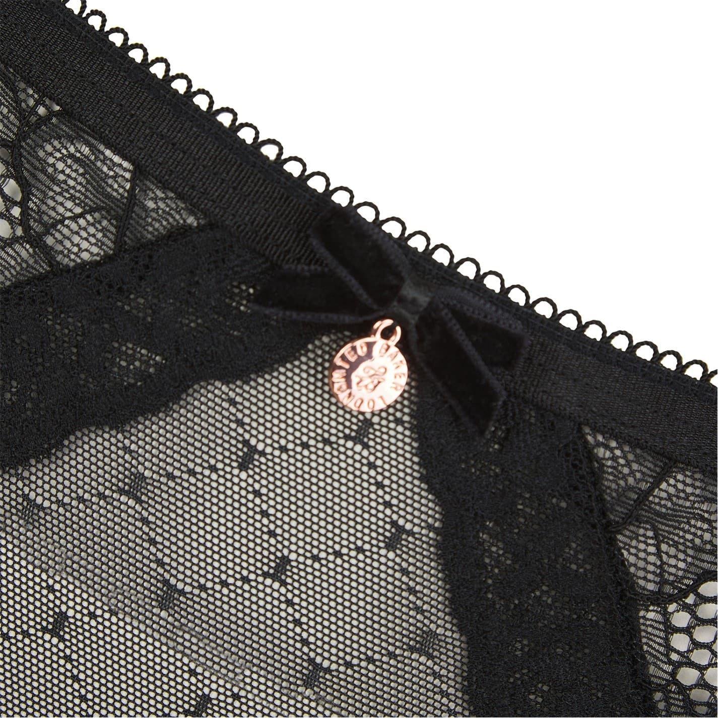 Jet Black - Side - Ted Baker Womens-Ladies Etta Floral Pattern Lace Thong