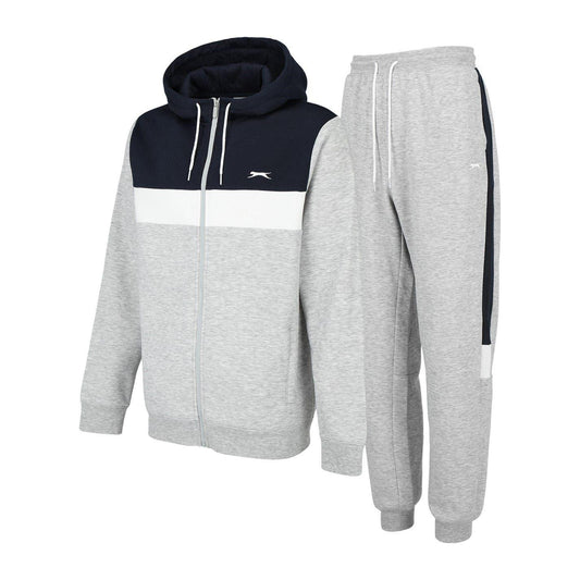 Grey Marl-Navy - Front - Slazenger Mens Tracksuit Set