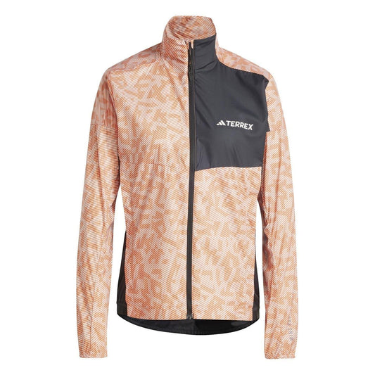 White - Front - Adidas Womens-Ladies Terrex Geometric Regular Raglan Jacket
