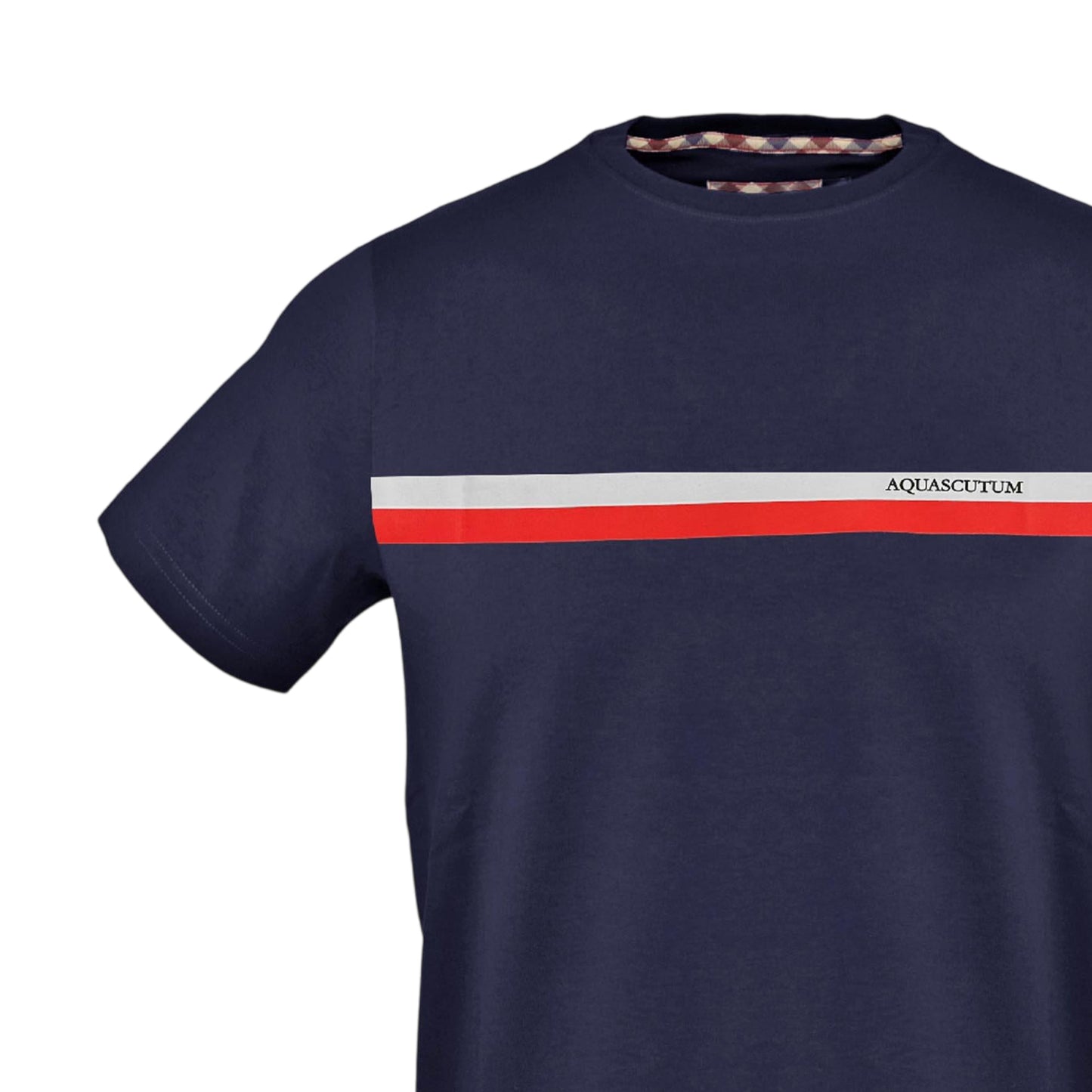 Navy - Side - Aquascutum Mens Chest Stripe T-Shirt