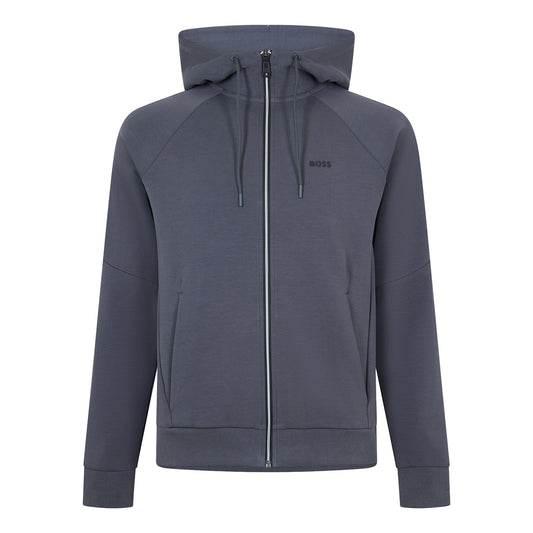 Dark Grey - Front - Boss Mens Raglan Full Zip Hoodie