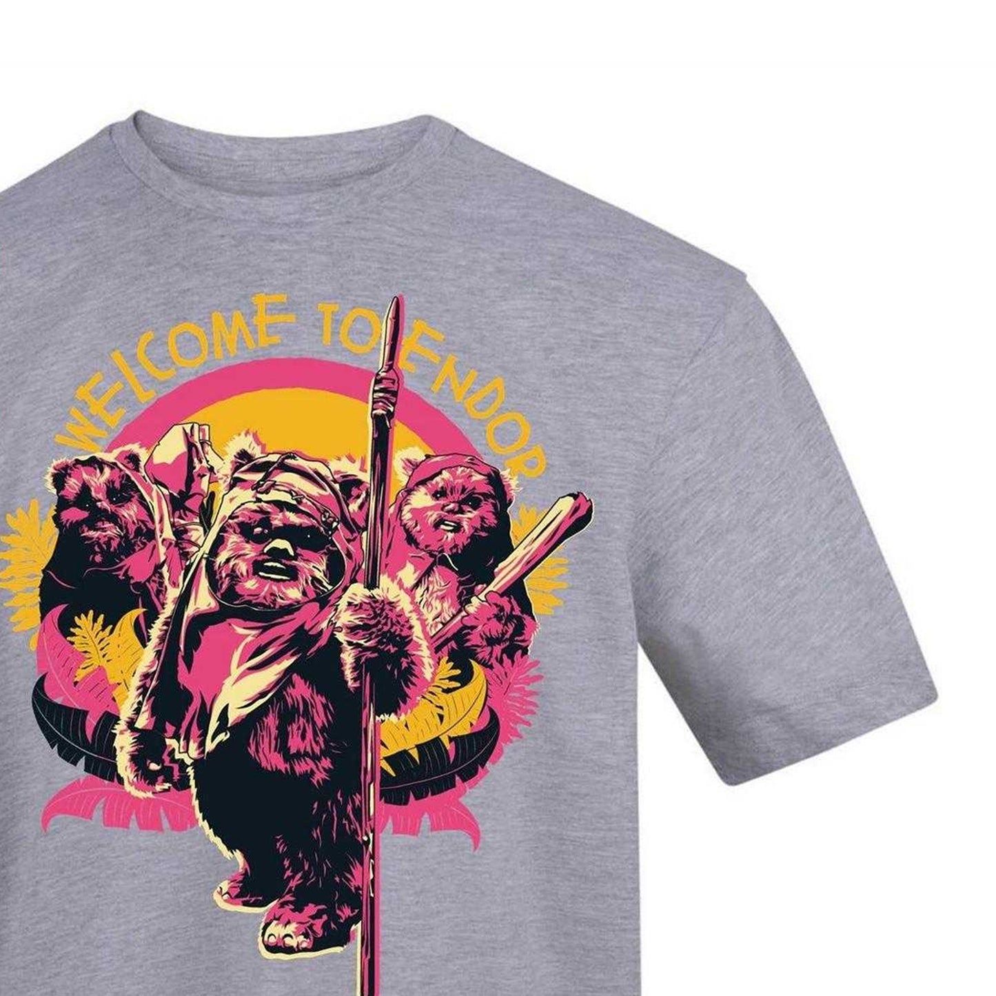 Grey - Side - Star Wars Unisex Adult Ewok Graphic Print T-Shirt
