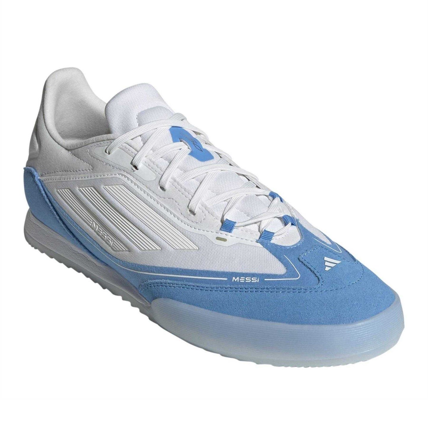 White-Gold-Blue - Pack Shot - Adidas Mens F50 Messi Suede Football Boots
