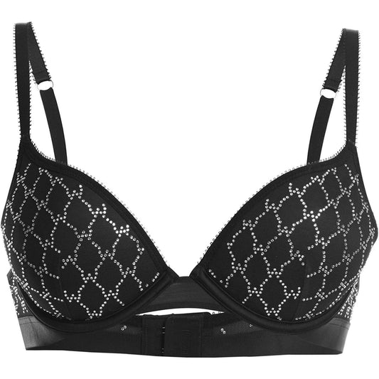 Black - Front - Wolford Womens-Ladies Geometric Sheer Push Up Bra