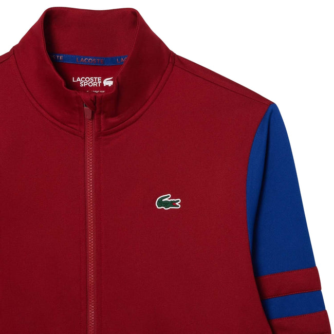 Red - Back - Lacoste Mens Zip Interlock Stretch Track Jacket