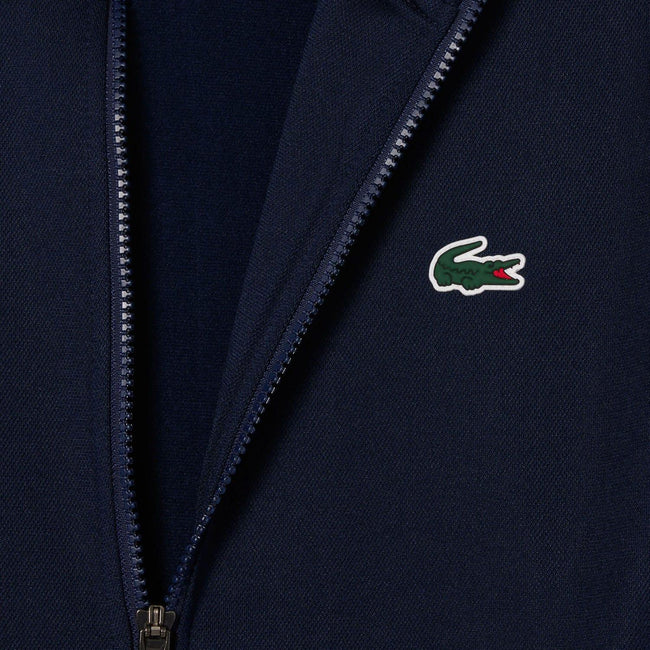 Navy-White - Side - Lacoste Mens Zip Interlock Stretch Track Jacket
