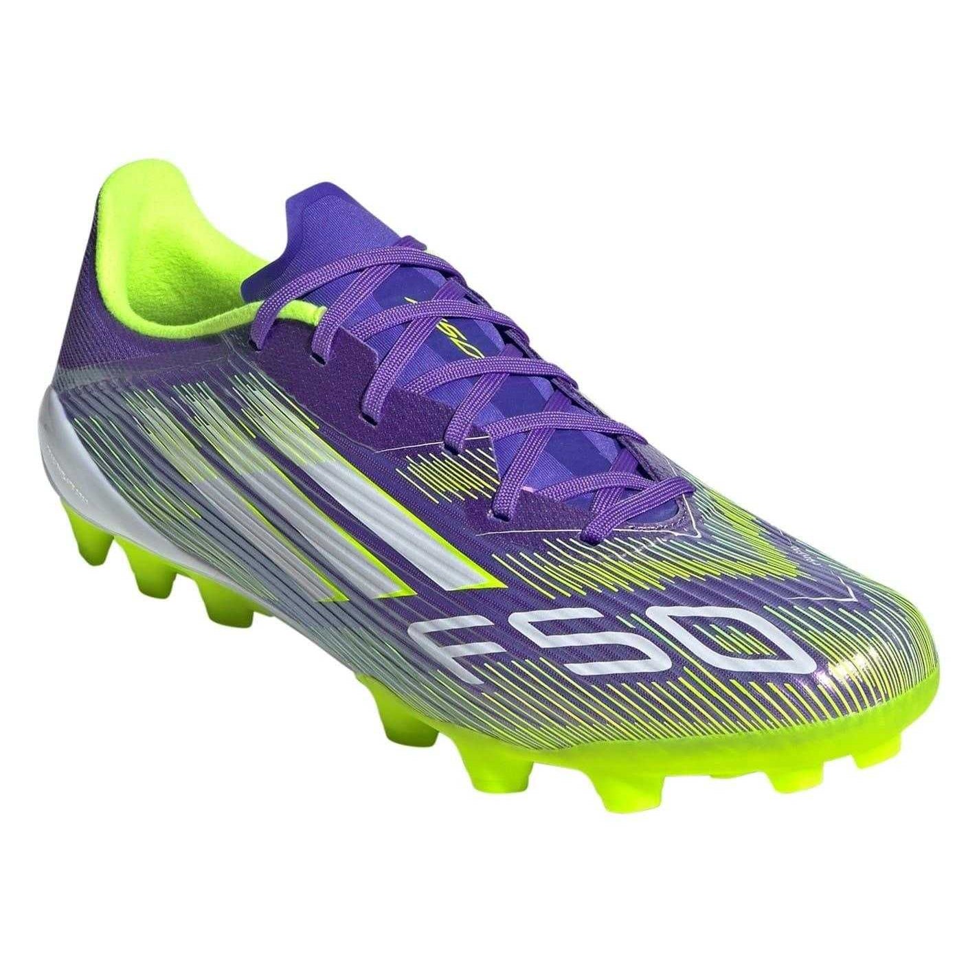 Purple-White - Side - Adidas Unisex Adult F50 League Cleated Artificial Ground Football Boots