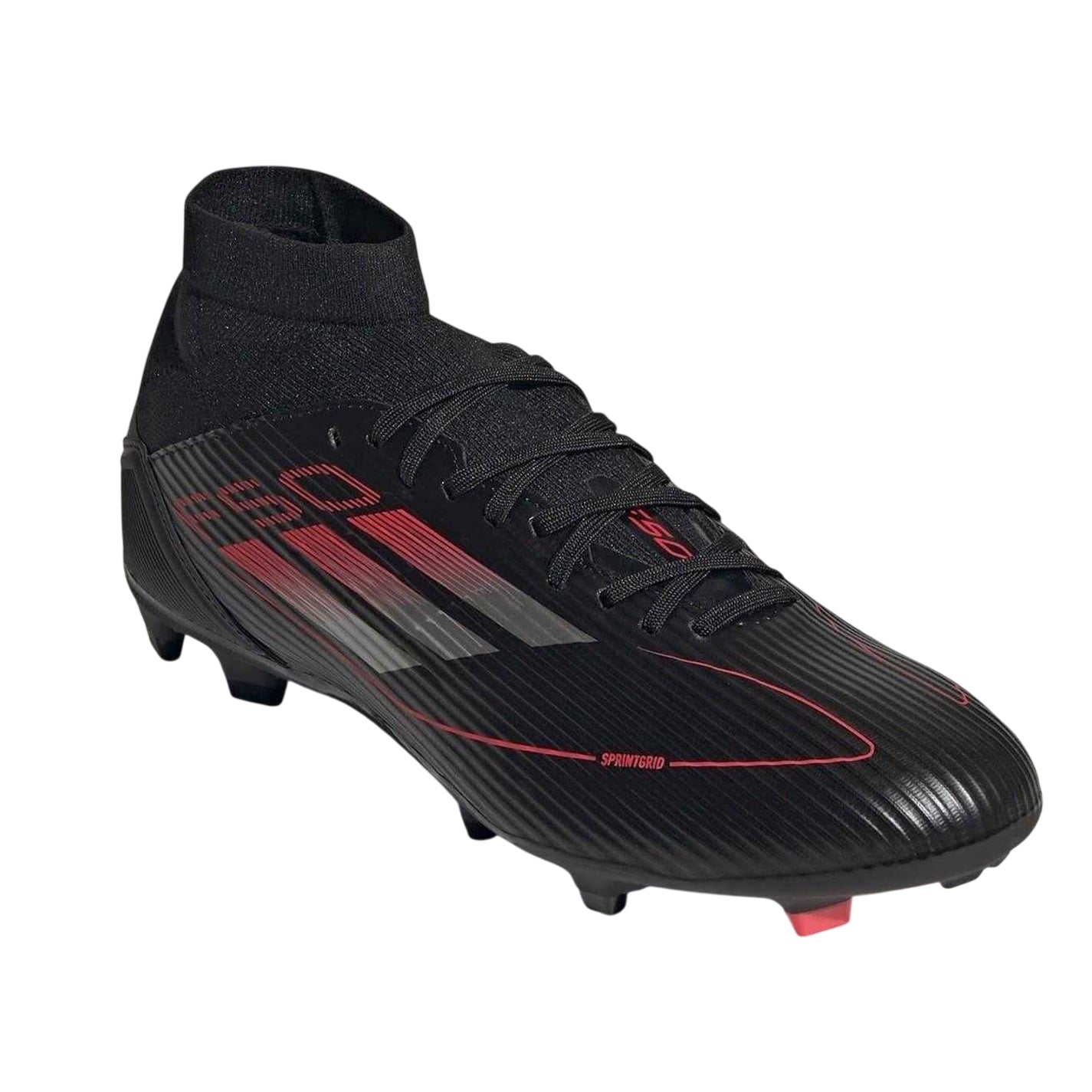 Black-Iron-Red - Pack Shot - Adidas Mens F50 League Firm Ground Football Boots