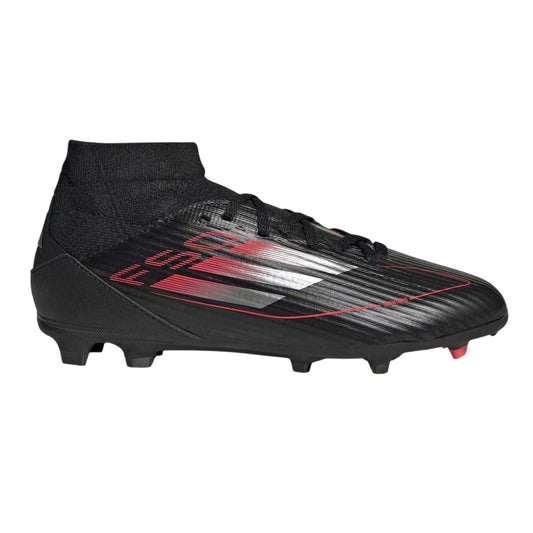 Black-Iron-Red - Front - Adidas Childrens-Kids F50 League Firm Ground Football Boots