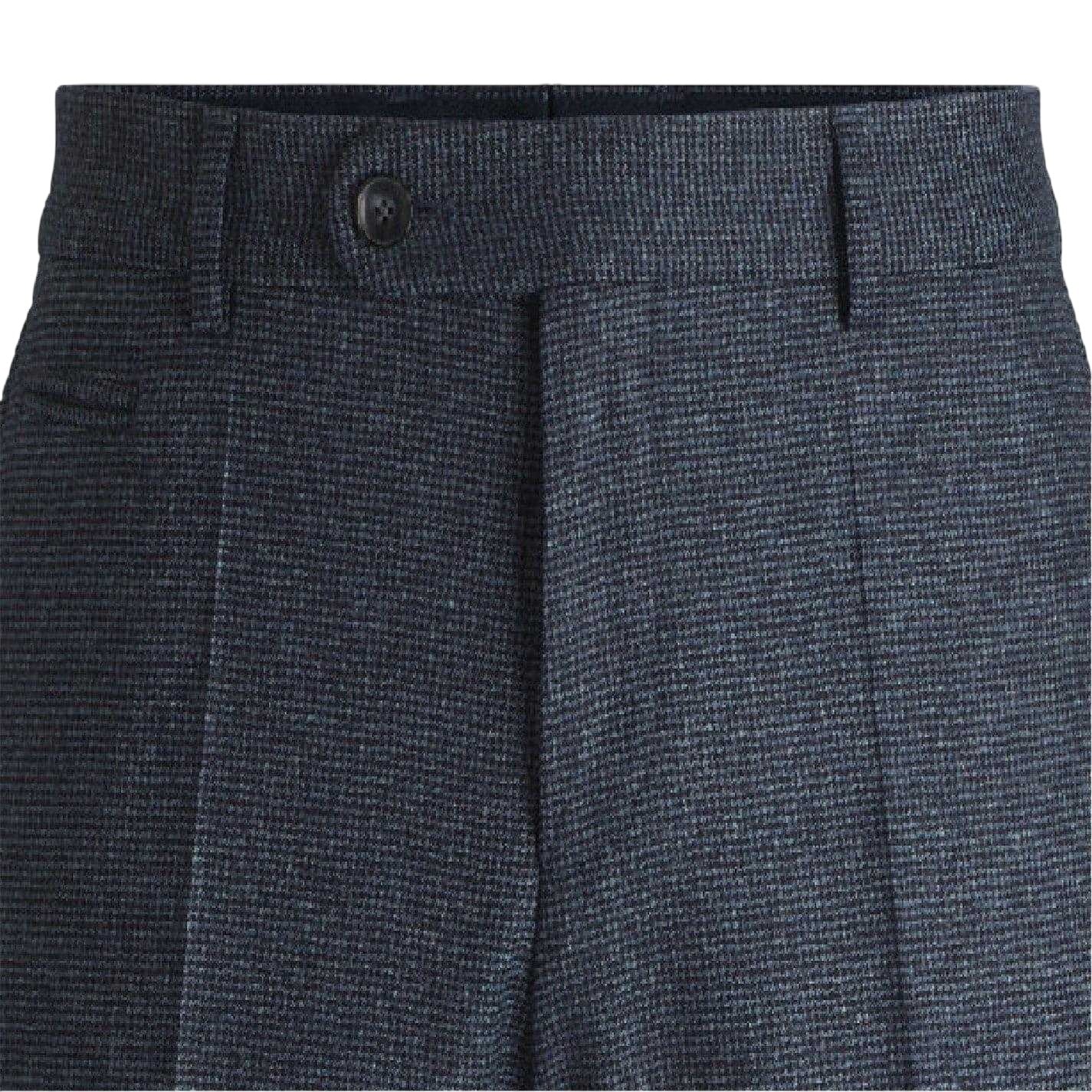 Dark Blue - Side - Boss Mens Houndstooth Straight Chinos