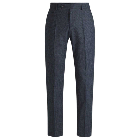 Dark Blue - Front - Boss Mens Houndstooth Straight Chinos
