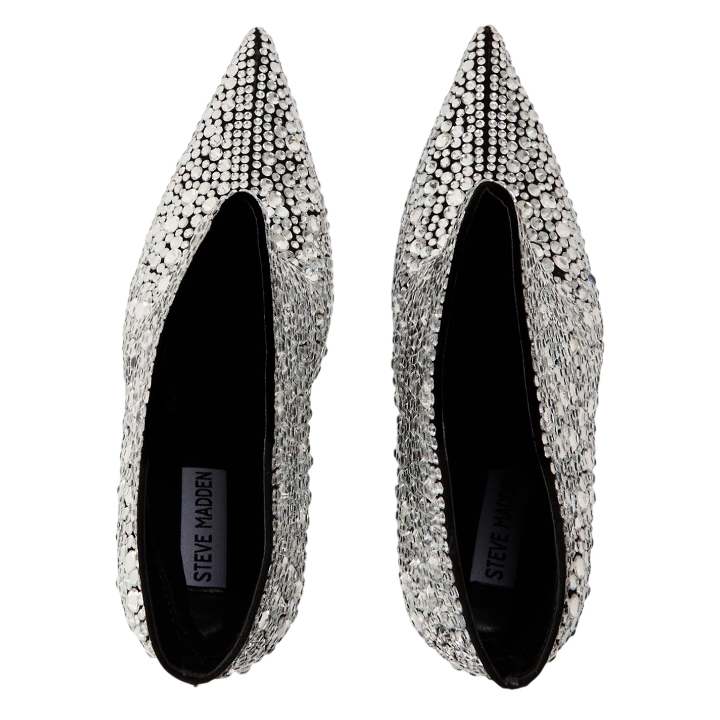 Silver - Side - Steve Madden Womens-Ladies Sentinel Rhinestone Metallic High Stiletto Heel Ankle Boots