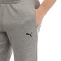 Grey - Side - Puma Mens Logo Cuffed Ankle Jogging Bottoms