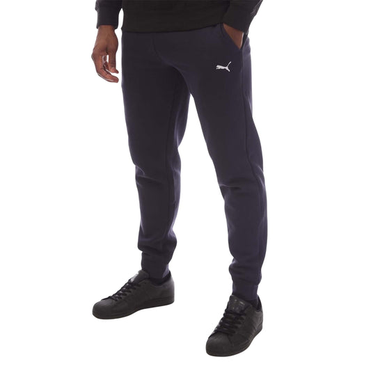 Navy - Front - Puma Mens Logo Cuffed Ankle Jogging Bottoms