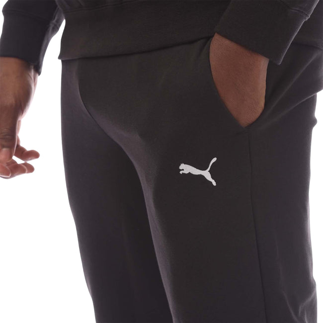 Navy - Side - Puma Mens Logo Cuffed Ankle Jogging Bottoms
