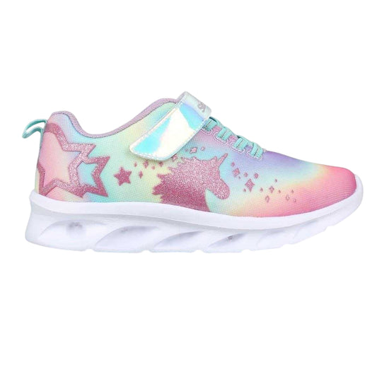 Multicoloured - Front - Slazenger Childrens-Kids Alie 2.0 Unicorn Glitter Light Up Trainers