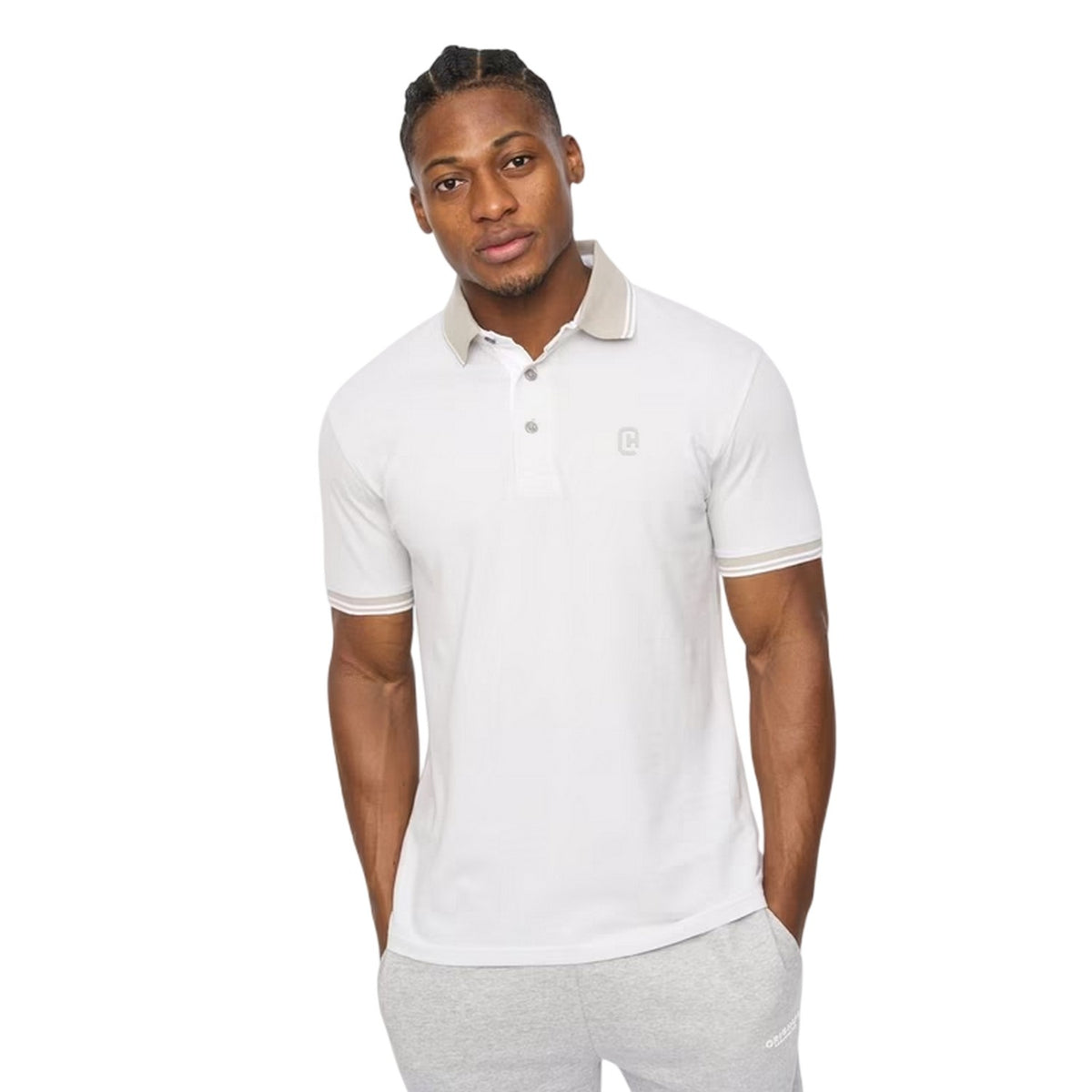 White - Side - Crosshatch Mens Preece Polo Shirt