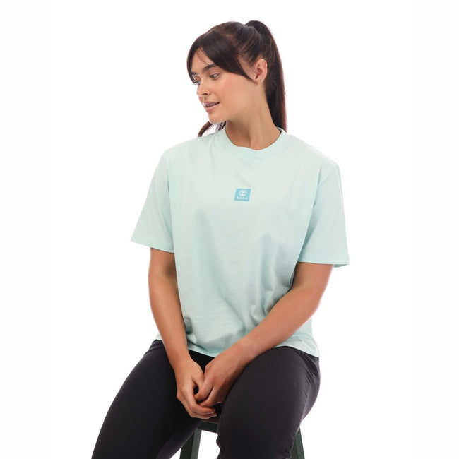 Light Blue - Pack Shot - Timberland Womens-Ladies Stack Logo T-Shirt
