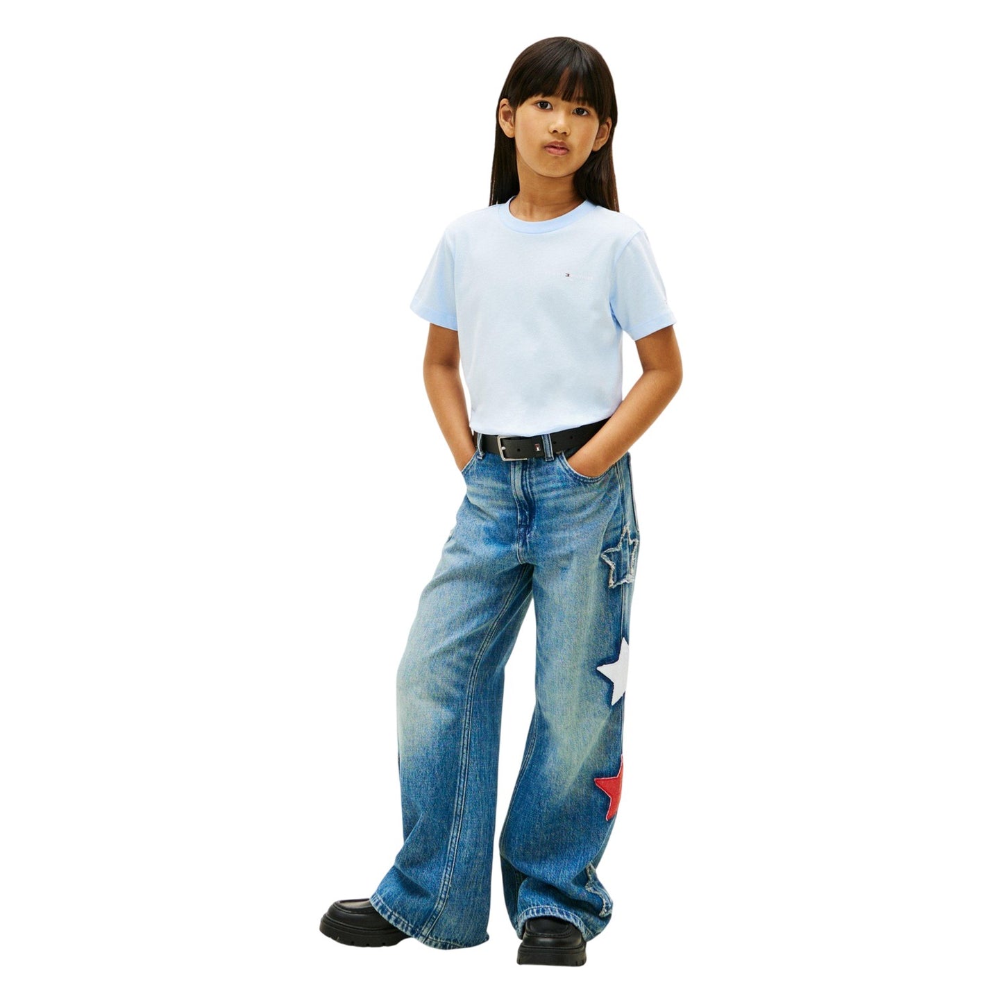 Sweet Blue - Side - Tommy Hilfiger Childrens-Kids Embroidered Logo T-Shirt