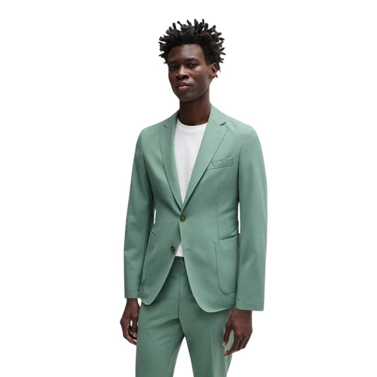 Green - Front - Boss Mens Notch Neck Blazer