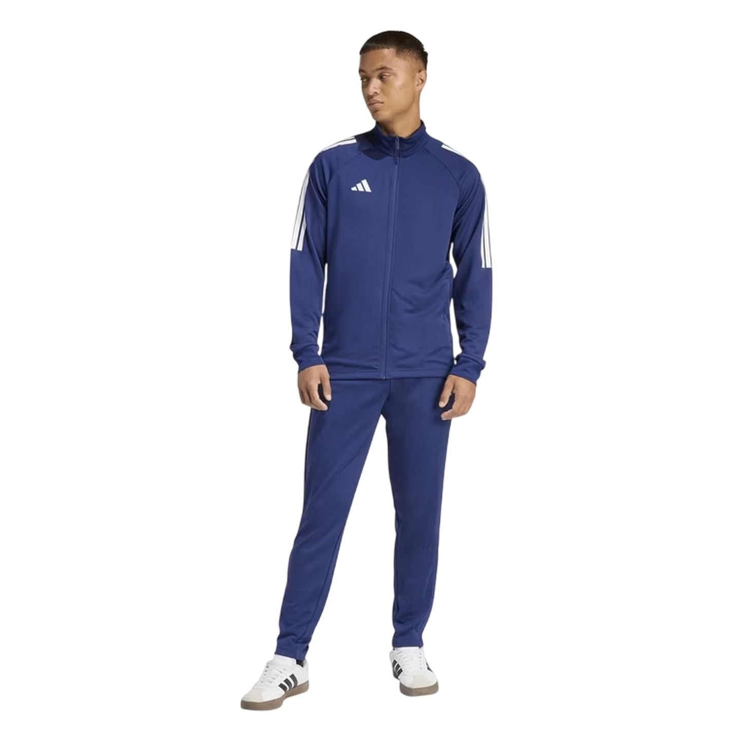 Navy-White - Side - Adidas Mens Sereno Moisture Wicking Tracksuit