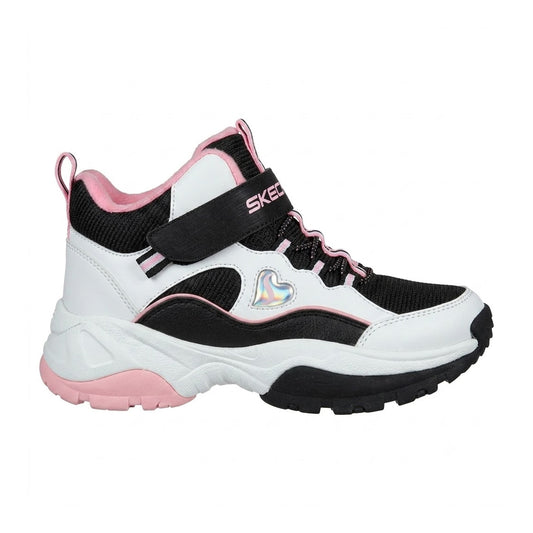 Black-White-Pink - Front - Skechers Childrens-Kids Kozmiks1.0 High Top Trainers