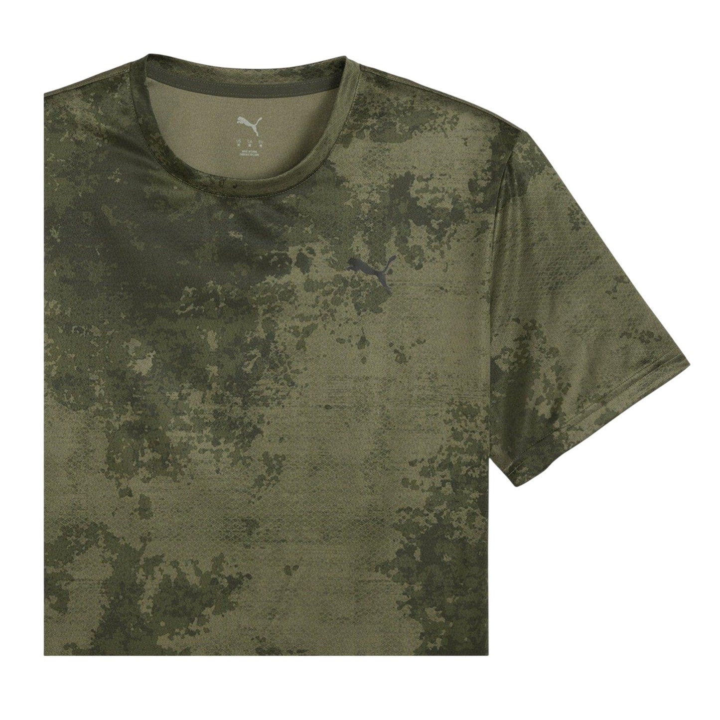 Dark Olive - Side - Puma Mens Tad Essentials All-Over Print Regular T-Shirt