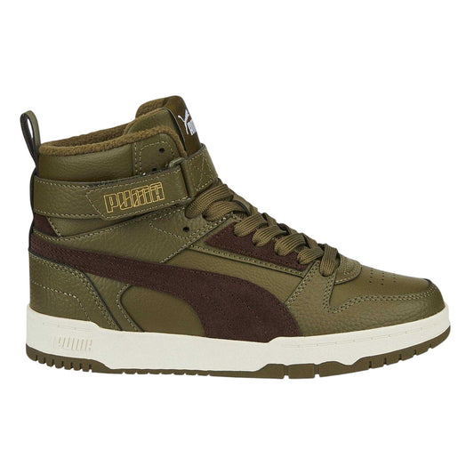 Olive - Front - Puma Childrens-Kids Rebound Lay Up High Top Trainers