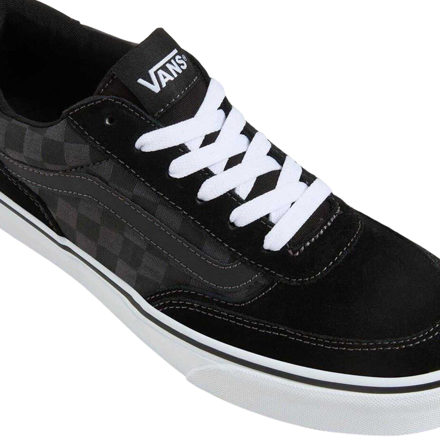 Black - Lifestyle - Vans Mens Brooklyn Checkered Suede Low Cut Trainers