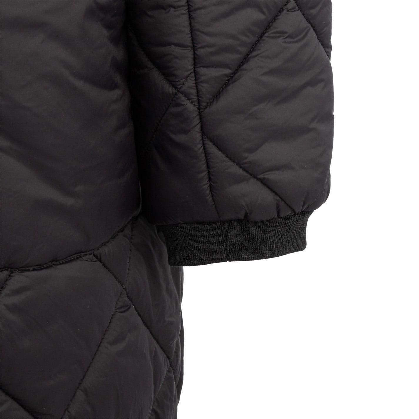 Black - Pack Shot - Firetrap Womens-Ladies Diamond Quilt Longline Jacket