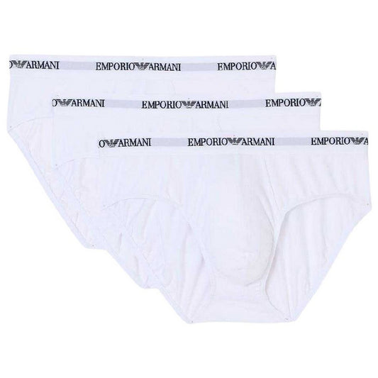 White - Front - Emporio Armani Mens Plain Briefs (Pack of 3)