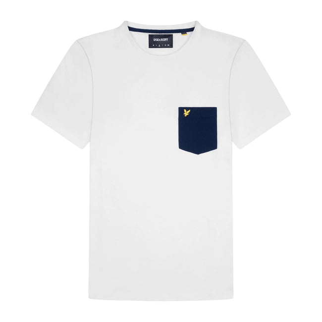 White-Navy - Front - Lyle & Scott Mens Contrast Pocket T-Shirt