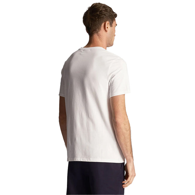 White-Navy - Back - Lyle & Scott Mens Contrast Pocket T-Shirt