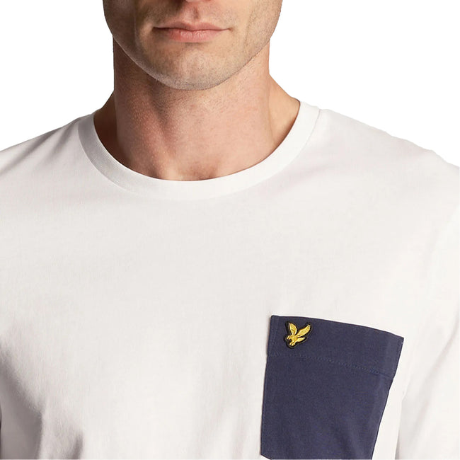 White-Navy - Side - Lyle & Scott Mens Contrast Pocket T-Shirt