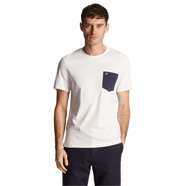 White-Navy - Lifestyle - Lyle & Scott Mens Contrast Pocket T-Shirt