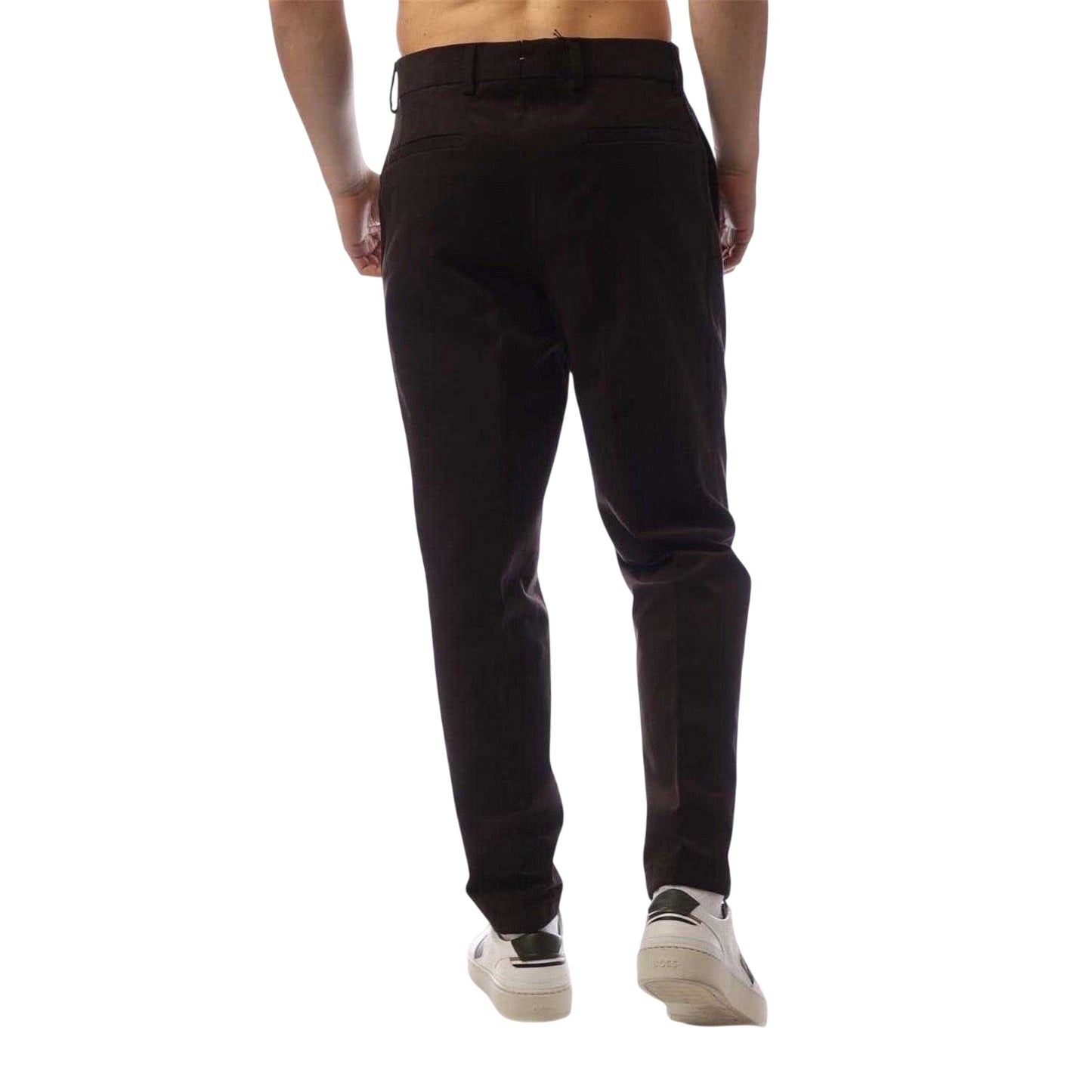 Brown - Back - Boss Mens Pleated Front Chinos